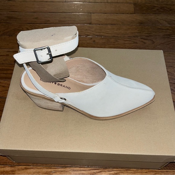 Lucky Brand Winola Ankle Strap Wedge Mules Vanilla Suede Women’s Size 5.5 - Picture 5 of 11